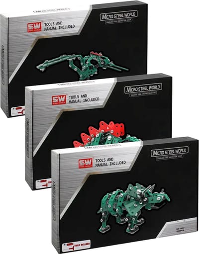 Bouwpakket Volwassenen – Dinosaurussen Modelbouw – 3 Pakketten in 1 – Miniatuur Bouwen