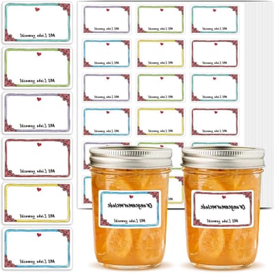 Pack van 360 Zelfklevende Jam Labels in 6 Kleuren voor Potten, Specerijen en Flessen - 50 x 30 mm Decoratieve Stickers voor Schrijven