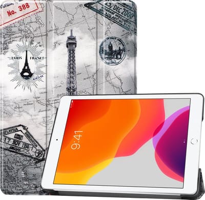 Hoesje - Geschikt voor Apple iPad 7 (2019) - 10.2 inch - 7e Generatie - Dun & Stevig - Hardcover Book Case - Trifold Bookcase Hoes - Hard Cover - Tablethoes - Eiffeltoren
