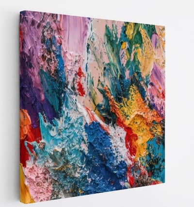 Saammp Canvas Schilderij - Explosie van kleuren - Abstract - 20x20 - Foto op canvas - Wanddecoratie - Muurdecoratie Woonkamer - Slaapkamer decoratie - Canvas Print