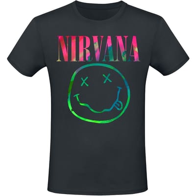 Nirvana T-shirt - Rainbow Logo - S tot 3XL - voor Mannen - zwart