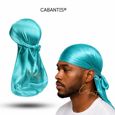 Cabantis® Durag Heren – Satijn Waves Cap – Anti-Haarbreuk – Lange Banden – Ademend – Unisex – Turquoise