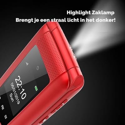 Eenvoudige Opklapbare Mobiele Telefoon Voor Senioren - Grote Toetsen - Dual-SIM - Noodoproepfunctie En 2.4 Inch Display (Rood)