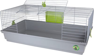 De Boon Konijnenkooi Happy grijs/groen met hooiruif 100X55CM