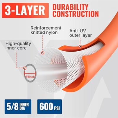 Knikbestendige tuinslang - Flexibele waterslang - Tuin bewateren - All-weather flexibel - 30 voet - Oranje