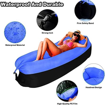 Air Lounger - Zitzak volwasennen - Luchtbed - Festival - Camping - 185 x 70 cm - 120 KG - Donkerblauw