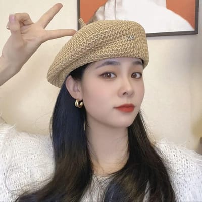 Nouveau Béret d'Automne et d'Hiver Tricoté en Laine, Polyvalent pour Femme, Chapeau Octogonal Mettant le Visage en Valeur, Petit Chapeau de Peintre Rétro Adjustable gray