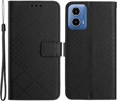 Coverup Hoesje - Geschikt voor Motorola Moto G85 Hoesje - Coverup Rhombus Book Case - Zwart