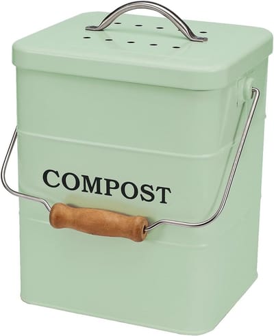 Compostbak met Deksel voor Keuken, Mini Composter voor Groente- en Tuinafval, 6 L Biobak met Koolstoffilter en Compact Ontwerp