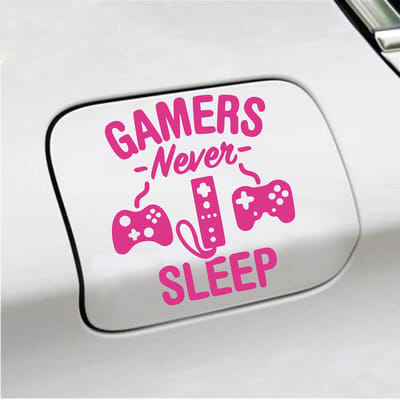 Bumpersticker - Gamers Never Sleep - 12,9 X 11,8 - Roze