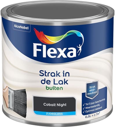 Flexa - Strak In De Lak Buitenlak Zijdeglans - Cobalt Night - Mengverf - 500 Ml