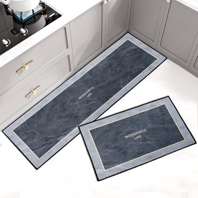 Famanu – 2 Stuks keukentapijten - comfortabele matten - wasbaar - antislip - keukenloper voor keuken - hal - woondecoratie - 43 x 75 cm + 43 x 150 cm