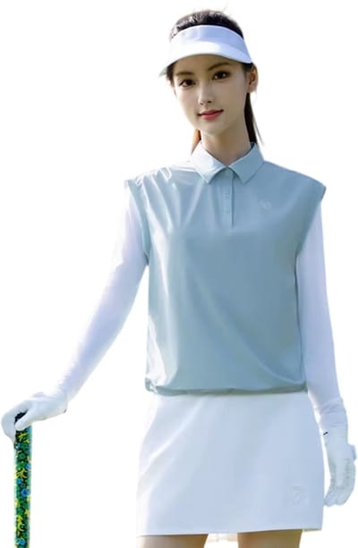 Dames Golfvest Sport Pullover – Ademend Golfshirt met Lange Mouwen voor Lente & Zomer, Golftrui Dames, Sportshirt voor Golf, Training en Outdoor - Blauw - Maat S
