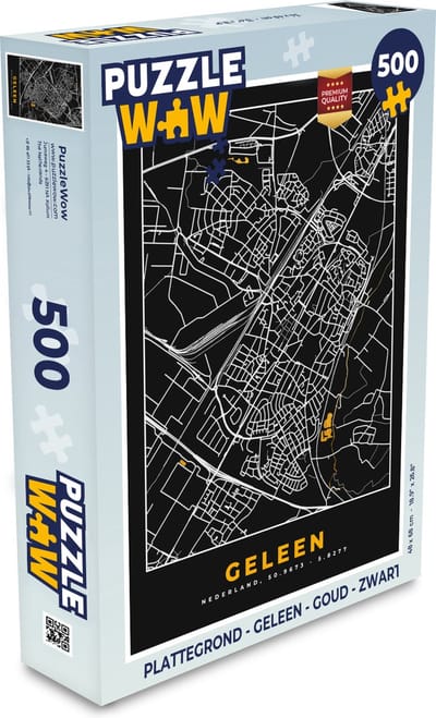 Puzzel Plattegrond - Geleen - Goud - Zwart - Legpuzzel - Puzzel 500 stukjes - Stadskaart