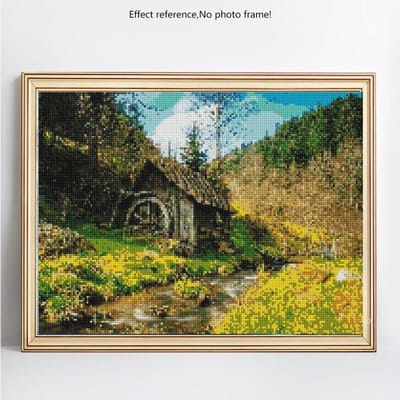 Peinture diamant paysage, broderie diamant, vente de maison de campagne 20X30 black