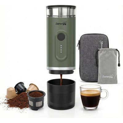 Zenergy - Draagbaar Koffiezetapparaat - Draagbare Koffiemachine - Cups en Gemalen Koffie - Espressomachine