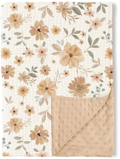 Katoenen babydeken – 75 x 100 cm – Omkeerbare kinderdeken – Gaasdeken – Babykruipmat – Geschikt voor pasgeborenen – Stijl D