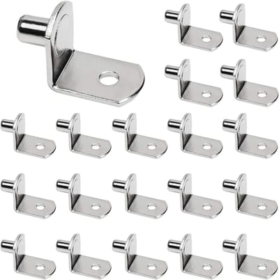 25 metalen plankdragers - L-vormige plankdragers - 6 mm L-vormige planksteunen - Metaal - Met gaten van 5 mm - Geschikt voor kasten, meubels, boekenplanken, houten lijsten, enz. - Zilver