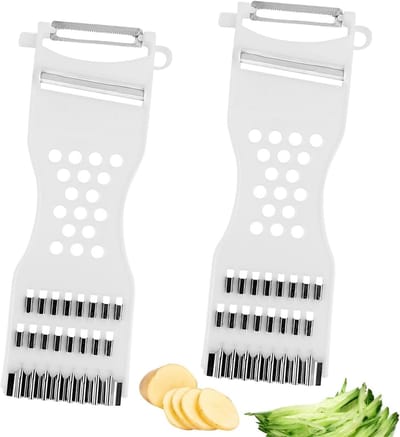 Set van 2 Multifunctionele Groenteschillers - 6-in-1 Aardappelschiller, Julienne Snijder en Groentesnijder voor Fruit en Groenten