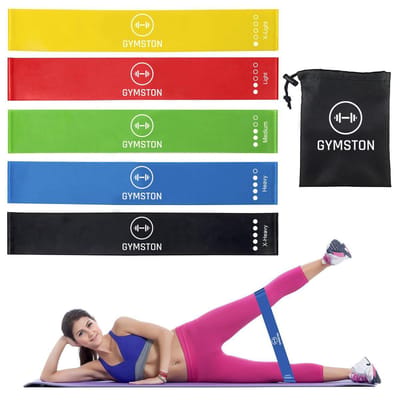 Gymston Weerstandsbanden Set - 5 stuks - Extra Light tot Extra Heavy - Fitness Elastiek - Resistance Bands - Fitnessband - Trainingsband - Incl. Draagtas & E-book - Multicolor