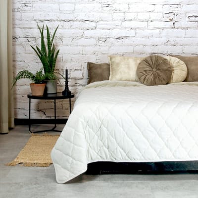 JENNY - Bedsprei - Ruitmotief - Heerlijk zacht - Dove white -170x220