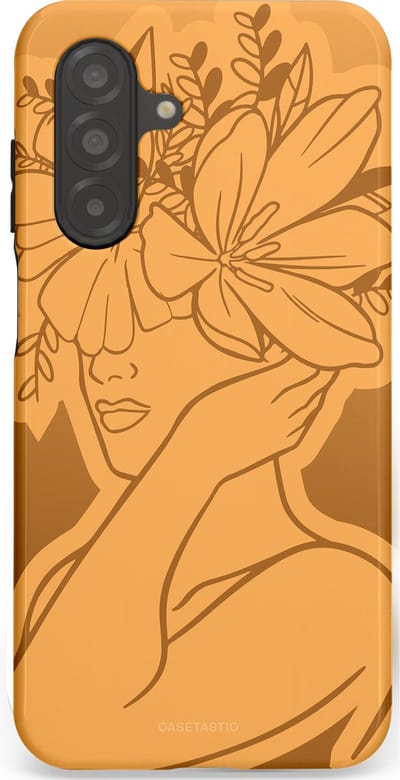 Casetastic hoesje geschikt voor Samsung Galaxy A26 - Dubbellaagse bescherming - Botanische Elegantie - Fashion Case - Goud Bruin Terracotta
