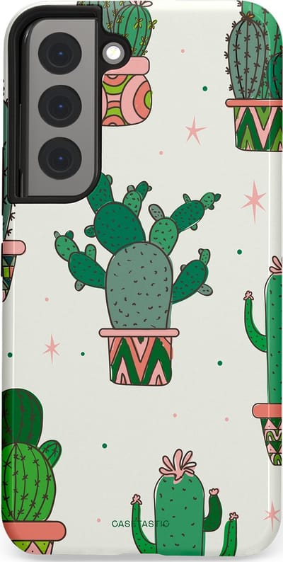 Casetastic Hoesje Geschikt voor Samsung S22 - Stijlvolle Beschermende Duo-layer Case - Zonnige Cactus