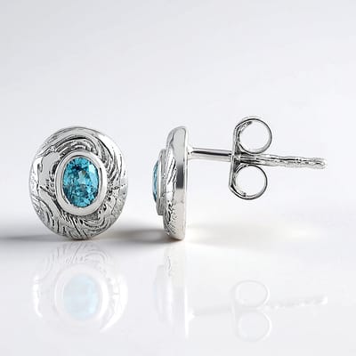 Cavill - Zilveren Oorbellen Geplatineerd - 0,585 ct Ovale Ratanakiri Zirkonen - 925 Sterling Zilver - Elegante 8 mm Oorknopjes - Tijdloos Design