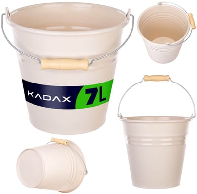 KADAX huishoudemmer 7 liter, voedselveilige polypropyleen emmer, tuinemmer met ergonomische handgreep, kunststof emmer, schoonmaakemmer (beige)