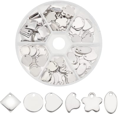 Elite 120 stks 304 roestvrijstalen blanco stempelen tag hangers sets voor armband oorbel hanger bedels