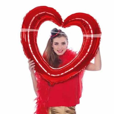 Folat - Selfie Frame Folieballon Hart Rood - Valentijnsdag versiering - Valentijnsdag cadeau - valentijnsdag