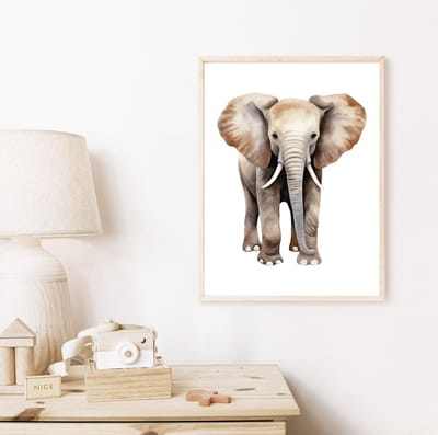 Poster Olifant A3 formaat-kinderkamer-decoratie-accessoires-jungle-safari-babykamer