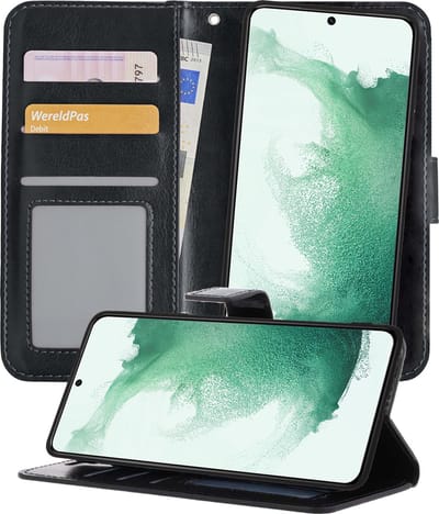 Hoesje 2 in 1 - Geschikt voor Samsung Galaxy S22 - Met Uitneembare Hard Cover - Bookcase - Wallet Case - Met Pasjeshouder - Book Case - Uitneembaar - Pashouder - Kunstleer - Zwart