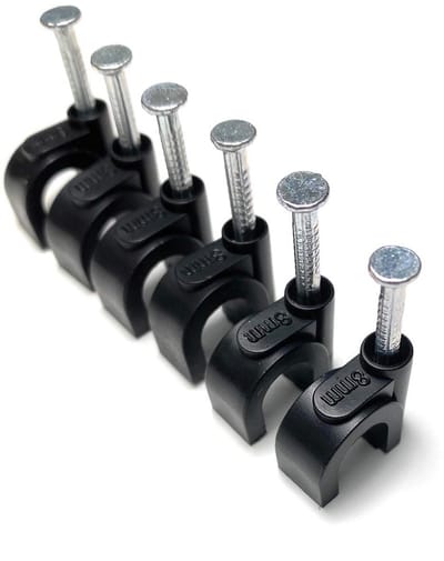 SnelShoppen - Pack van 100 Kabelbinders Zwart Rond met Nagelmontage Type K (8mm) - Sterk en Duurzaam, Voor LED Licht, TV Kabels, USB Kabels, Stroomkab