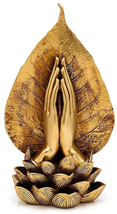 Deco Biddende handen goudkleurig- 15 cm x 11,5 cm x 26 cm