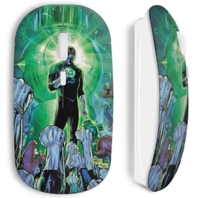 Souris sans fil - MANIACASE - Green Lantern - Couleur verte - Clé USB wifi incluse - Compatible Mac et PC