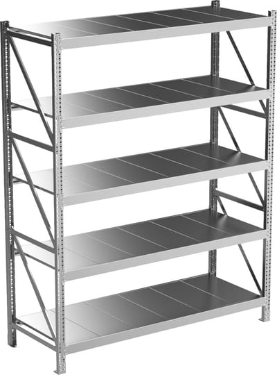 Povag Stellingkast - Magazijnstelling - 200x160x60 cm - 150 kg per legniveau - Gegalvaniseerd staal - 5 legniveaus