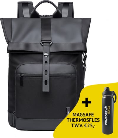 Bange Rugzak - 15,6 inch laptop vak - incl. magsafe Thermosfles - Multifunctioneel - Comfort