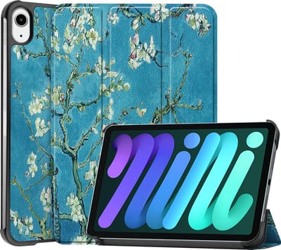 Hoes - Geschikt voor Apple iPad Mini 6 (2021) - 8.3 inch - 6e Generatie - Dun & Stevig - Trifold Bookcase - Hard Cover - Hardcover Book Case - Tablet Hoesje - Bloesem