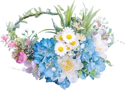 Bloemenkroon Hoofdband - Bloem Versierd Haar - Feestelijke Aankleding - Levensechte Kunstbloemen - 100 gram - Kleur 5
