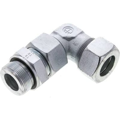 30S & M42x2 Verzinkt Stalen L-Vorm Snijringkoppeling Buitendraad 400bar Verstelbaar ISO 8434-1