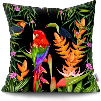 Tropische Plant Papegaai Print Patroon kussenhoes met korte pluche print voor woonkamer bank decoratie kussenhoes 45x45cm