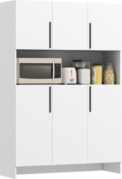 Magnetronkast - Keukenkast - Keukenrek Staand - Ovenkast - Rek - 119L x 40B x 175H - Organizers - Dubbele Draagplank - Aanrecht Organiser