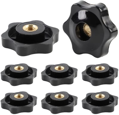 Klemmoeren M6 voor industriële apparatuur - Zwarte kunststof klemmoeren met vrouwelijke schroefdraad, 32mm, 8 stuks