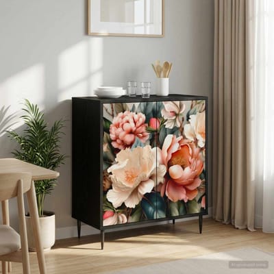 vidaXL - Dressoir - BORNE - Zwart - eiken - 69 - x - 33 - x - 76 - cm - Bewerkt - hout