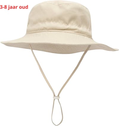 Bovista Zonnehoed - Reishoed - UV Beschermende Hoed - Bucket Hat - Festival - Pet - Hoedje Voor Kinderen - Hoofdbescherming - Beige - 3-8 Jaar