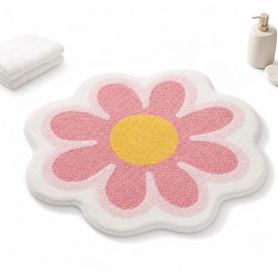 VHV - Badmat - Bloemvormige Antislip Badmat 40 x 40 cm - Zachte Absorberende Mat voor Badkamer, Keuken en Toilet