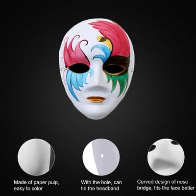Halloween DIY Wit Papier Masker Pulp Blank Handgeschilderd Masker Maskerade Masker 10 stuks Portrait of Man black