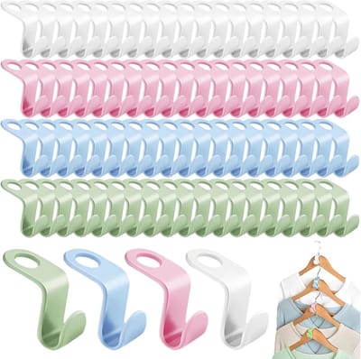 80 Stuks Kledinghangers, Verbindinghaken, Ruimtebesparende Hangers, Kledingclips, Plastic Haken voor Kledingorganisatie en Opberging