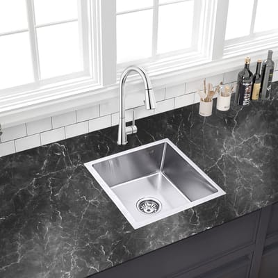 Lendo Online Spoelbak voor keuken 440x440x200mm (44x44x20cm) RVS - Roestvrij staal - Wasbak met waterafvoersysteem - Gootsteen + bevestigingshaken Binnenmaat: 39x39cm